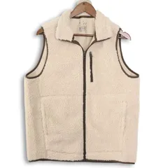 MUJI 無印良品 秋冬 ストレッチ★ フリース ボア ジップ ベスト Sz.M メンズ 白