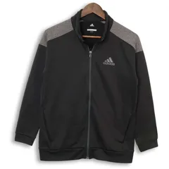 adidas アディダス 秋冬 裏起毛★ トラック ジップ ジャケット ブルゾン Sz.160 キッズ 黒