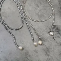 n140 淡水パール ロング ビーズ ネックレス 金アレ対応に変更可能