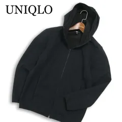 UNIQLO ユニクロ 秋冬 裏起毛★ 防風 ブロックテック フリース パーカー Sz.S メンズ 黒