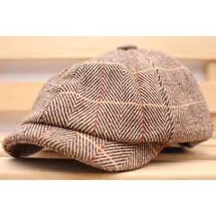 キャスケット帽子 チェック柄 ウール混キャップ 帽子 メンズ レディース トレンド 57㎝～60㎝ BN KC119-2