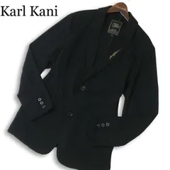 Karl Kani カールカナイ 通年 ロゴ刺繍★ アンコン テーラード ジャケット Sz.XL　メンズ 黒 大きいサイズのサムネイル