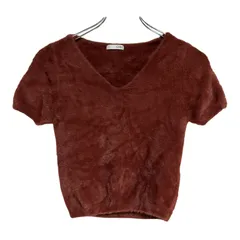 B078 GYDA ジェイダ シャギー ハーフ スリーブ ニット トップス レッド カジュアル レディース F