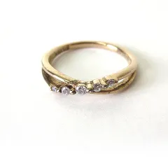 カナルヨンドシー canal4℃ 指輪 リング クロスライン シルバー ゴールドコーティング キュービックジルコニア 4.5号 ジュエリー アクセサリー 箱付