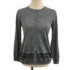 エレメントオブシンプルライフ element of SIMPLE LIFE カーディガン ニット クルーネック 無地 ノルディック ウール 長袖 M グレー 黒 ブラック