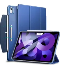 ESR iPad Air 5 / 4ケース 10.9インチ 三つ折りスマートケース オートスリープ Pencil 2のペアリング・充電対応 留め具付 (ダークブルー)