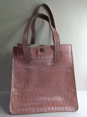 新品 ピンク クロコ型押し レザー ハンドバッグ ショルダーバッグ トートバッグ