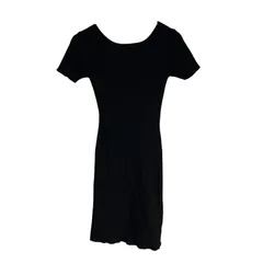 B078 ANAP アナップ ニット ワンピース 半袖 ブラック 黒 シンプル カジュアル レディース F