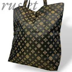 【B4415】 russet ラシット トートバッグ 総柄 モノグラム ナイロン ダークブラウン 大容量 A4可 肩掛け 総柄