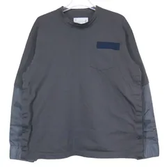 sacai サカイ NYLON TWILL & COTTON JERSEY L/S T-SHIRT SCM-223 ナイロン ツイル コットン ジャージ ロングスリーブ Tシャツ チャコール ロンT カットソー 長袖 Janzのサムネイル