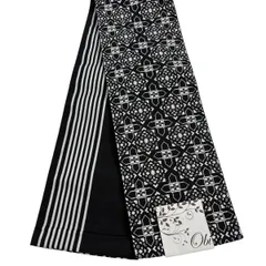【美品】半幅帯 優品 幾何学模様 黒 化繊 【中古】