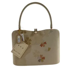 【美品】 和装バッグ 優品 セミフォーマル 桜 花びら 金銀色 金色 和装小物  【中古】