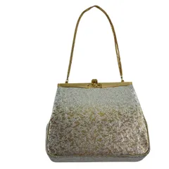 【美品】 和装バッグ 優品 フォーマル 幾何学 金銀糸 箔 金色 和装小物  【中古】