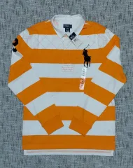 ポロラルフローレン ラグビーシャツ M オレンジ ストライプ 新品