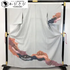 付下げ 絞りの霞模様 花柄模様 水銀色 金彩 K-4954