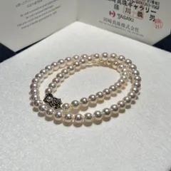 照り強 TASAKI/タサキ アコヤパール ネックレス ホワイト系 6.50～7.00㎜ 43㎝ 28.4g 本真珠 リアルパール SILVER刻印 田崎 保証書 SS068