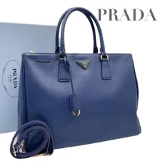 【価格交渉/質問大歓迎♪】プラダ ハンドバッグ ガレリア サフィアーノ 三角ロゴ　ブルー　5587
