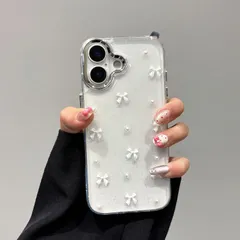 【在庫処分】17 用 iPhone ケース クリア ホワイト ミニリボン おしゃれ 韓国 iphone17 用 ケース 透明 QLTYPRI 可愛い 耐衝撃 スマホケース 立体 りぼん装飾 きらきら アイフォン17 カバー 対応、ホワイト