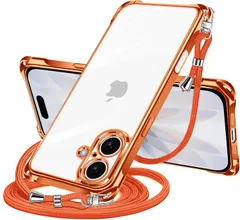 【数量限定】縦/横 ショルダー ショルダー ネックストラップ 2WAY 織りストラップ付き 斜めがけ 紐付き ストラップ付き 長さ調整可能 TPU 耐衝撃 軽量 取り外し可能 薄型 透明 縄掛けケース 斜めかけ 落下防止 肩掛け カバー アイフォン17 紛失防