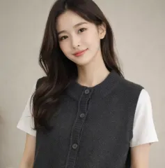 ボタンニットベスト