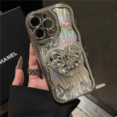 【新品未使用】iPhoneケース メタリック スマホグリップ付き ハート 韓国風 スマホケース かわいい 輸入品