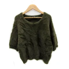 ココディール COCO DEAL シャギーニット セーター 七分袖 ラウンドネック ナイロン 2 カーキ /MS19