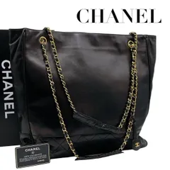 【価格交渉/質問大歓迎♪】希少　シャネル　ラムスキン　セミチェーントートバッグ　ブラック　肩掛け　5420