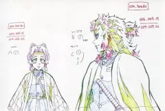 【中古】ポストカード 煉獄杏寿郎(胡蝶しのぶ/半身) 展示原画ポストカード 「鬼滅の刃 キャラクター絵巻カフェ in ufotable Cafe 第五期」