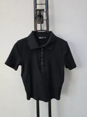 ZARA ブラック 伸縮性 良い ゴージ ニンニット KARA（カラ） 半袖Tシャツ