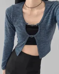 ダブルチェーンカーディガン ブルー