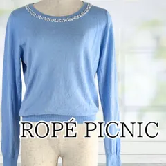 UESD ROPE' PICNIC ビジューネックニットプルオーバー ライトブルー サイズ38 レディース ロペピクニック