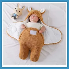 ベビーおくるみ 新生児おくるみ ベビー服 ベビー寝袋 出掛け 冬 新生児着ぐるみ 抱っこ布団 足付き 防寒 暖かい 柔らかい 綿出産祝い S(0−3ヶ月) ブラウン