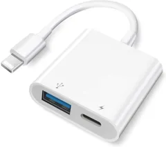 [Apple MFi認証] Lightning - USBカメラアダプター iPhone用 高速充電ポート付き OTGアダプター iPhone/iPad/カードリーダー/フラッシュドライブ/キーボード/マウスに対応 - プラグアンドプレイ 