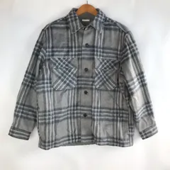 GU シャギーチェックオーバーサイズシャツ メンズ M グレー×ホワイト×ブラック 3092202601070075