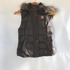 TOMMY HILFIGER ダウンベスト 牛革 レディース L ブラウン 3092202601070077