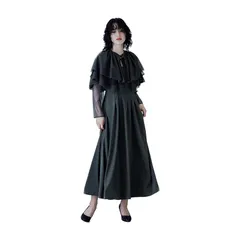 [niana] 3pieceマルチフリルドレス パーティードレス 結婚式 ケープ ボレロ ブラウスチャコール M 0