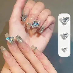 Daisyium 80個 ネイルパーツ ハート型 ネイル ガラスストーン 3種類 ホワイト 透明 ハートストーン キラキラ ネイルクリスタル ラインストーン ネイルストーン ハート ネイルアート クリスタル 0