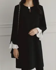 ☆フロントボタン バイカラー ワンピース☆サイズFREE