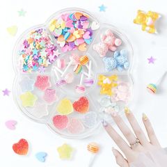 Annhua Nail Parts 3D Beginner Nail Art Parts Home DIY Decor Parts Nail Decoration Heart & Star Wholesale Nail Ornament Bear Stone 3D Nail Art Parts Lollipop Pro Nail Decoration Parts Mix Set Salon Nail Parts Large Set Color 0