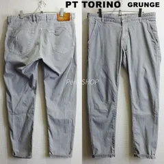 PT TORINO　ピーティートリノ　GRUNGE　W89cm / W34 / L　リラックススリムパンツ　ストレッチ　コットンピケ　グレー　メンズ