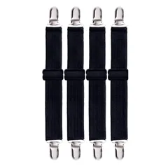 【新着商品】ズレ防止クリップ ベッドシーツ 幅3cm 幅を加える 調節可能 4本セット YFFSFDC 滑り止め ゴムバンド コーナー止め（ブラック）