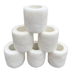 ASPALAND 自着性テープ 包帯 テーピング エラスチック バンデージ 自己粘着 伸縮包帯 弾性 (ホワイト6巻入, 5cm*4.5m) [ホワイト6巻入] [5cm*4.5m]