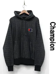 F490 Champion 黒染め パーカー リバースウィーブ ワッペン 裏起毛