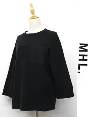 V314/美品 MHL ニット ブラウス Tシャツ 黒染め ドロップショルダー