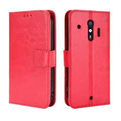 For らくらくスマートフォン me F-01L / For らくらくスマートフォン F-42A 用の手帳型 ケース カバー 手帳型 カバー 手帳型 全面保護 ケース Hcsxlcj (レッド)