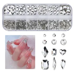 YFFSFDC ネイルパーツ ラインストーン ネイル ストーン ネイルアートパーツ 立体 大容量セット 丸 長方形 ハート ひし形 水滴形 DIYネイル