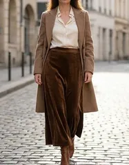 【GIVENCHY】ヴィンテージ ベロア ロングスカート ブラウン 40サイズ　20251110-0024 ジバンシー