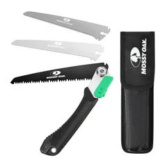 【数量限定】【大人気】替え刃３枚 折り畳み式 折込鋸 替え刃式 生木用 剪定鋸 木工用 折込のこぎり 硬質プラスチック用 鉄工用替刃付き ノコギリ 多目的廃棄物 OAK 粗大ゴミ 安全ロック MOSSY 専用収納ケース付き