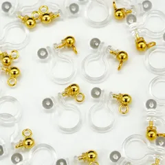 【数量限定】【大人気】パーツ 樹脂 カン付き 横カン 縦カン 丸玉 ノンホールピアス ゴールド アレルギー対応 イヤリング 10ペア20個