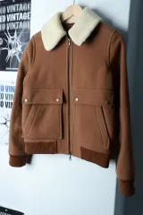 W(XL) A.P.C. アー・ペー・セー ジップアップ ウィンドブレーカー アウター ジャケット ブルゾン ブラウン-16AF4